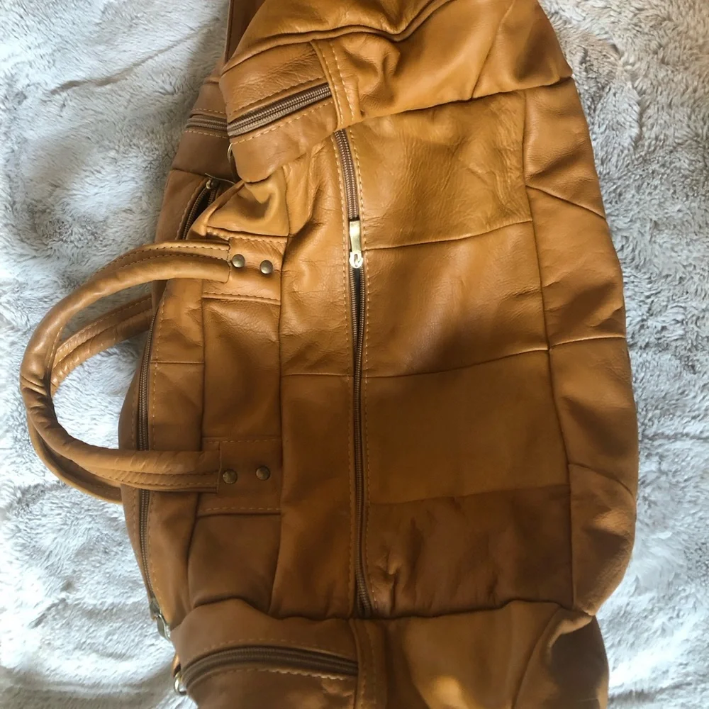 24” Tan soft Leather Weekend Duffle Bag